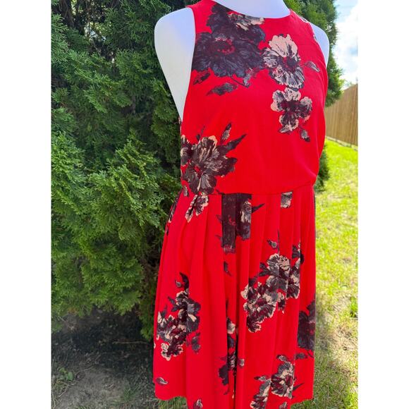 Free People Red Floral Dress Size 6 - Picture 2 of 7